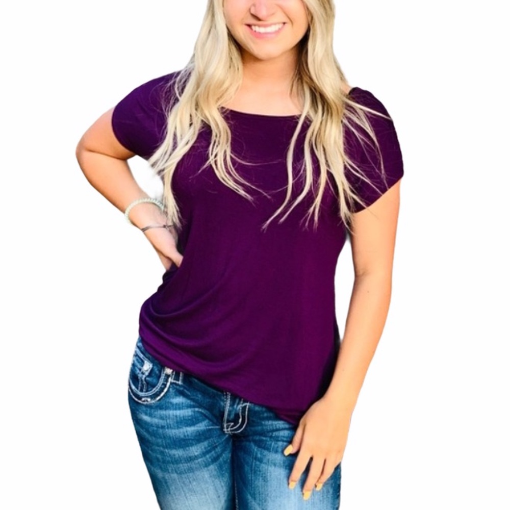 Azules Tunic Short Sleeve Shirt Purple Size Small